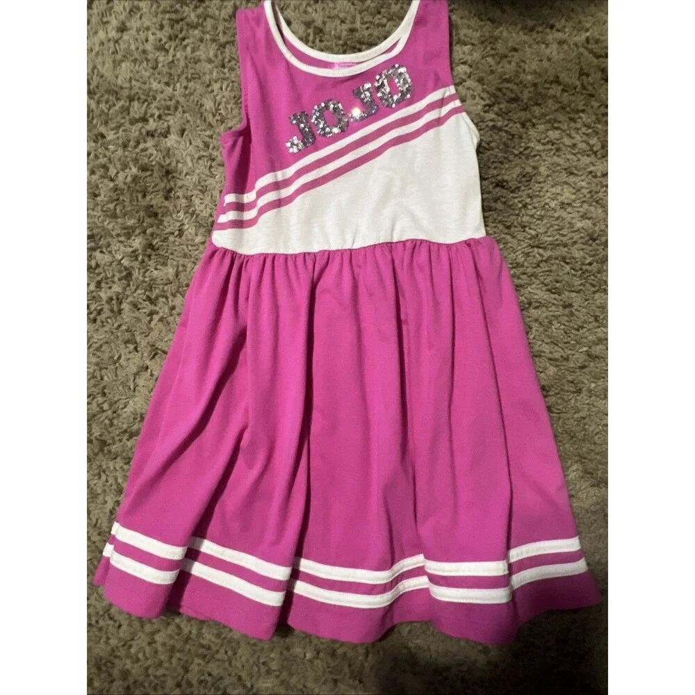JoJo Siwa Cheerleader Dress Kids 4/5 XS‎ Pink Excellent Sequin Sleeveless Twirl